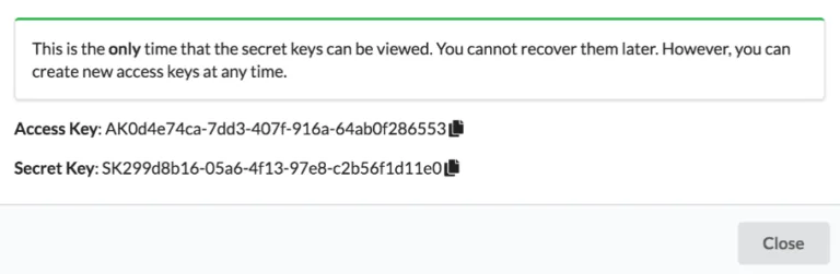API key management in the admin panel
