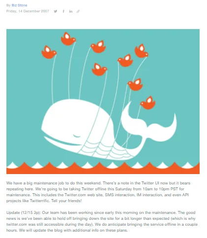 Scheduled maintenance — Twitter example